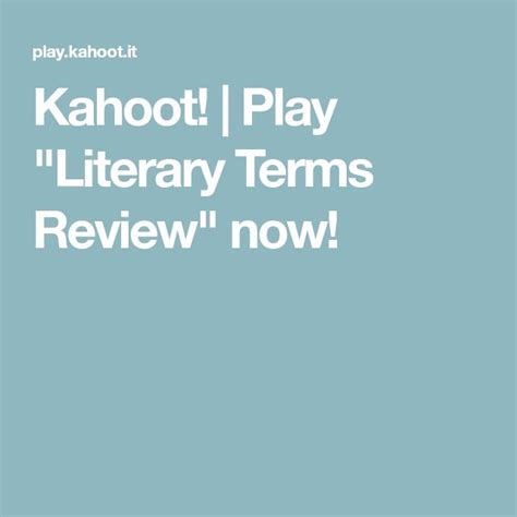 literary terms kahoot